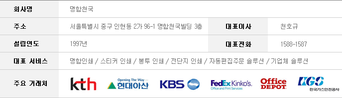 회사개요 표